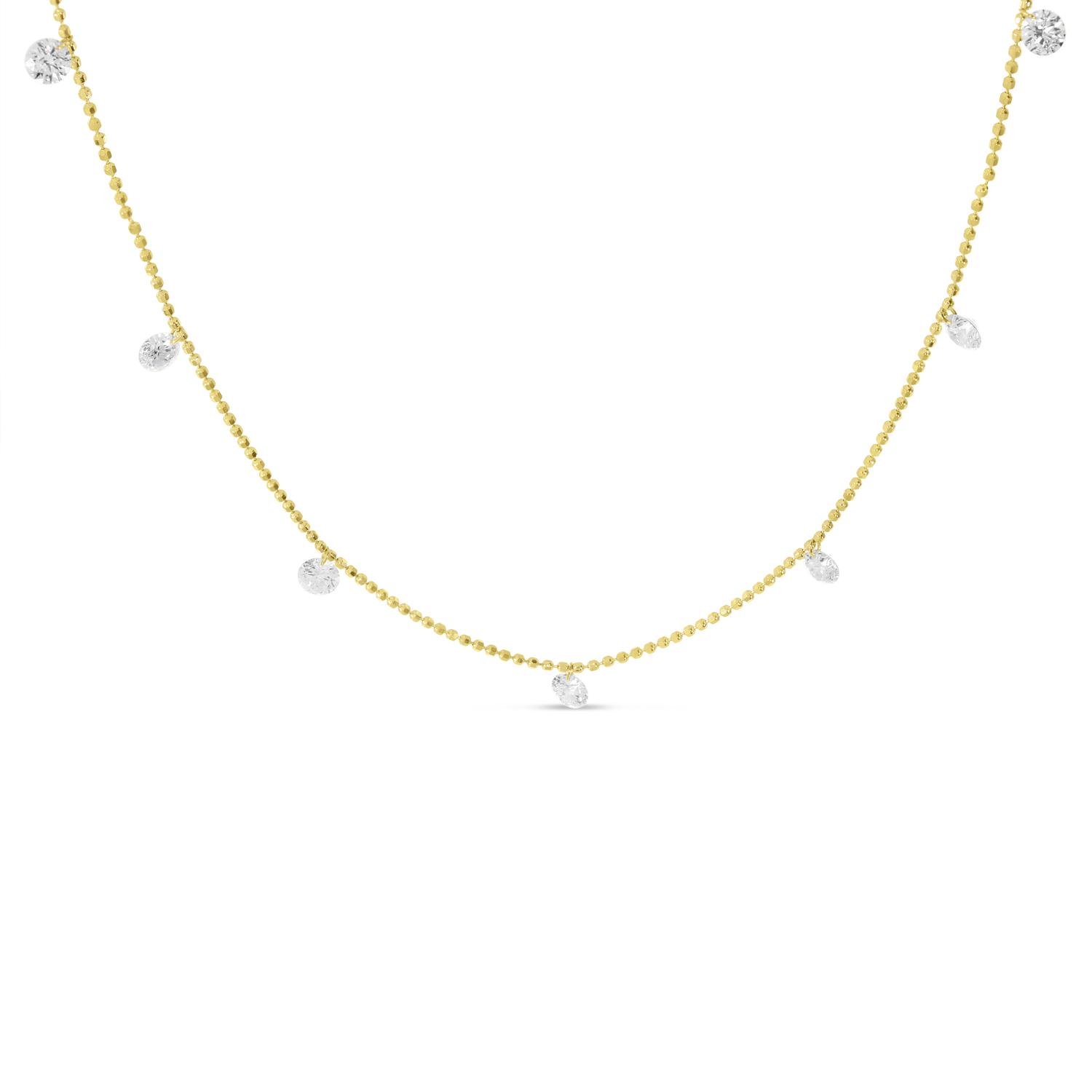 14K Yellow Gold Dashing Diamonds 19 inch Necklace