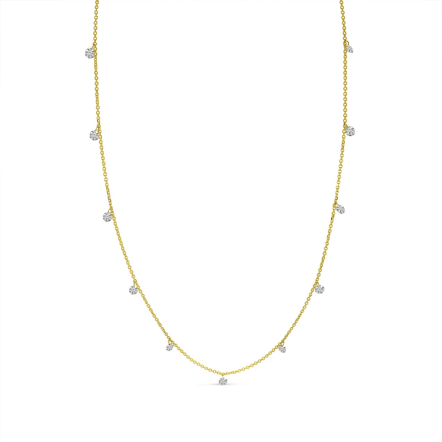 14K Yellow Gold 1.30 Ct Diamond by the Yard Dashing Diamonds 16 Necklace\"