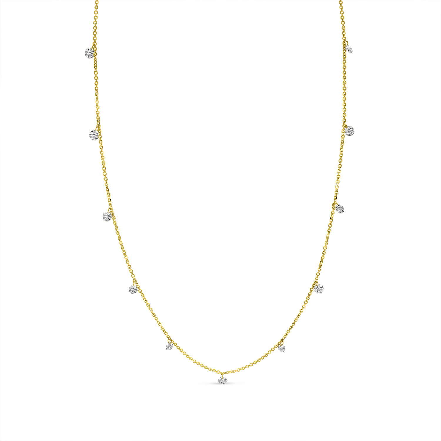 14K Yellow Gold 1.3 Ct Dashing Diamond Diamond by the Yard Cable Chain Necklace