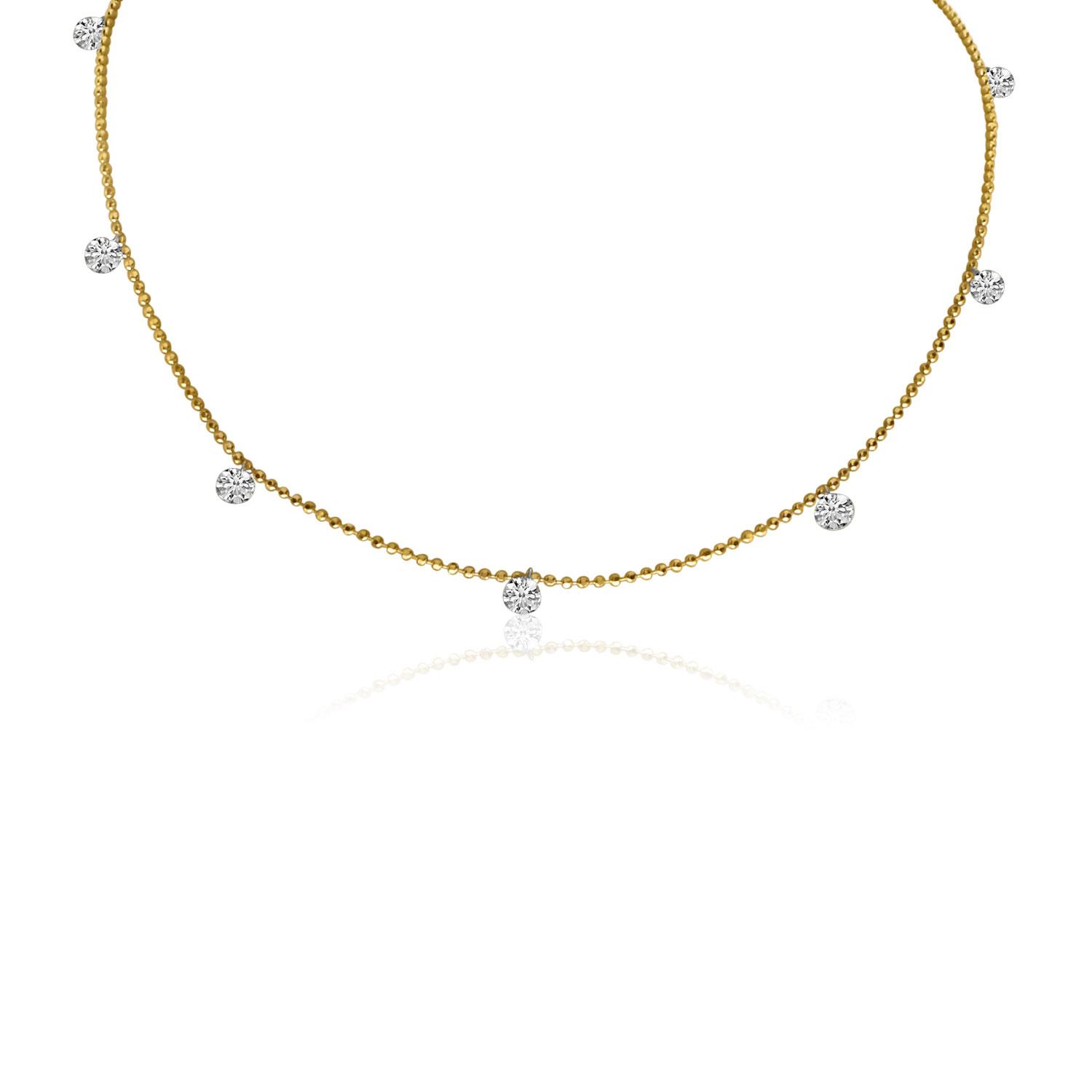 14K Yellow Gold Dashing Diamonds Necklace