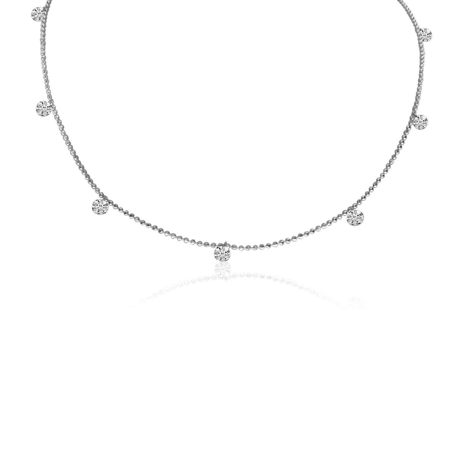 14K White Gold Dashing Diamonds Necklace