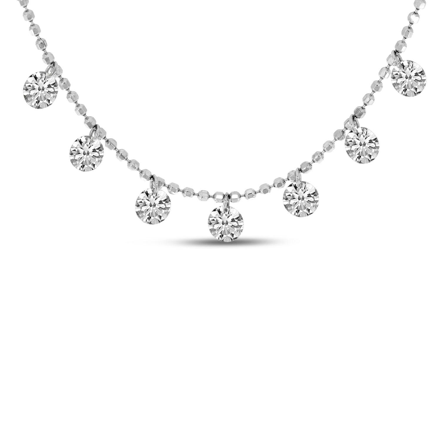 14K White Gold Dashing Diamonds 18 inch Necklace