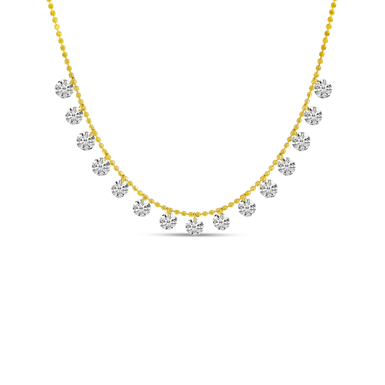 14K Yellow Gold Dashing Diamond 1.95 Ct 18 inch Cleopatra Necklace