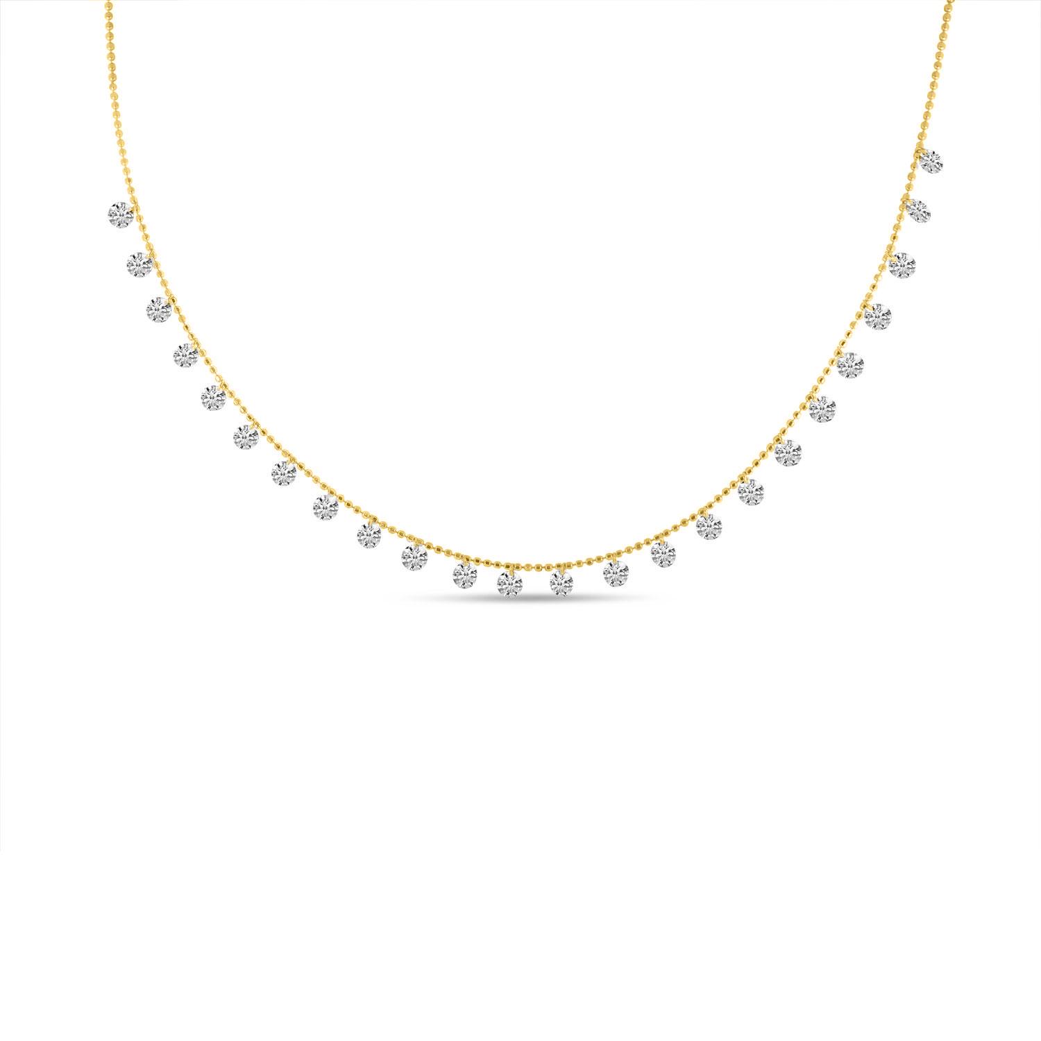 14K Yellow Gold Dashing Diamonds 24 Stone 18 inch Necklace
