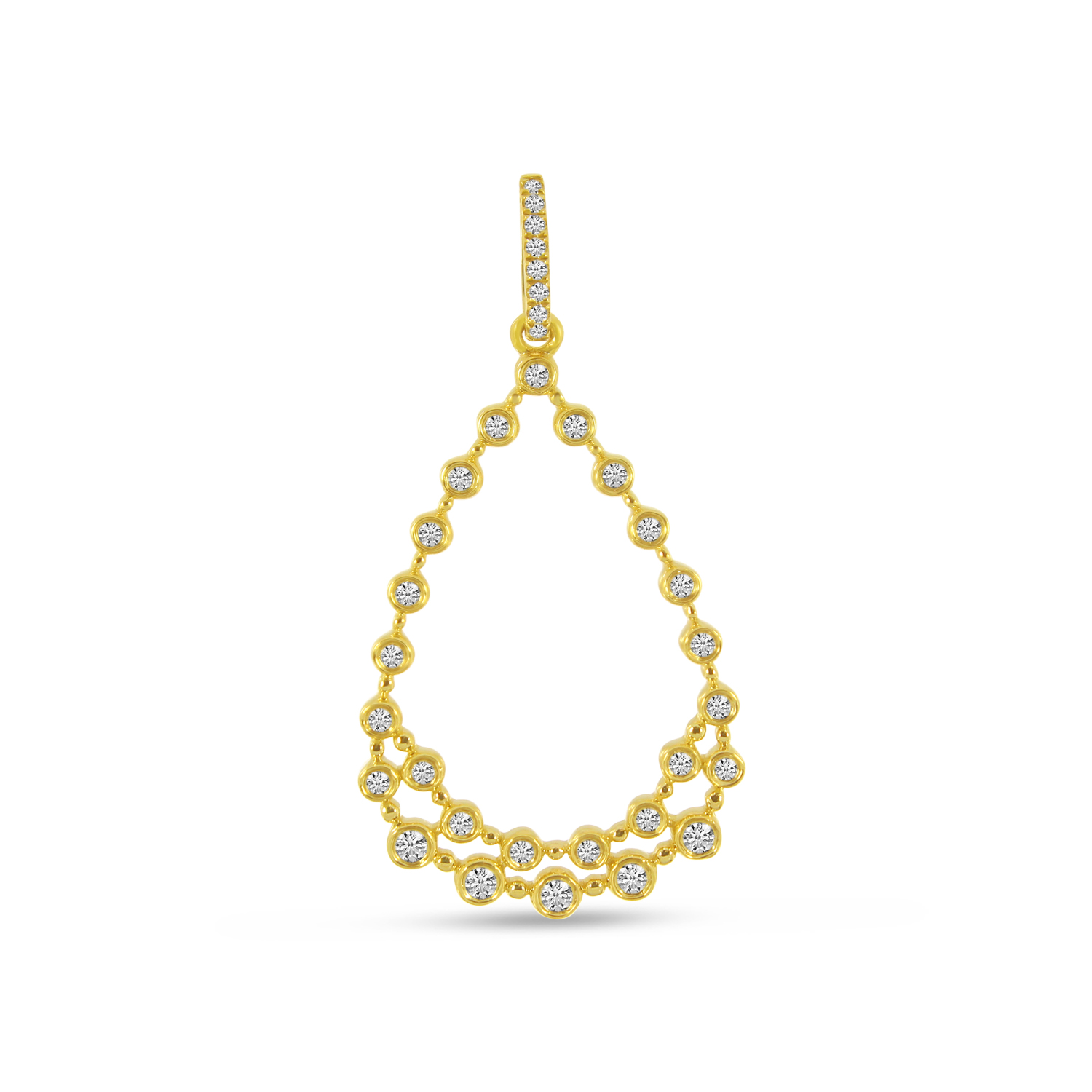 14K Yellow Gold Bubble Teardrop Diamond Pendant