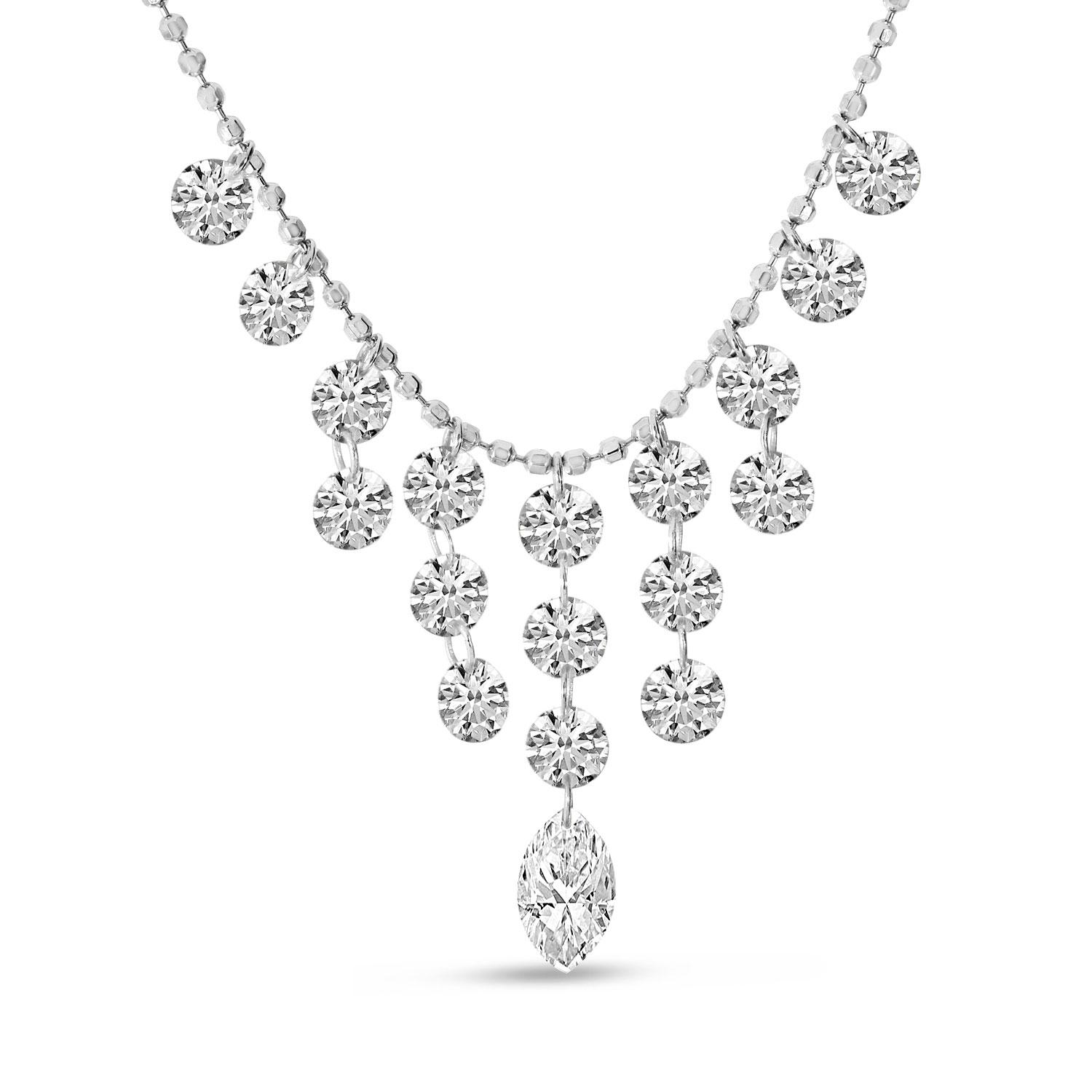 14K White Gold Dashing Diamond Cleopatra Necklace