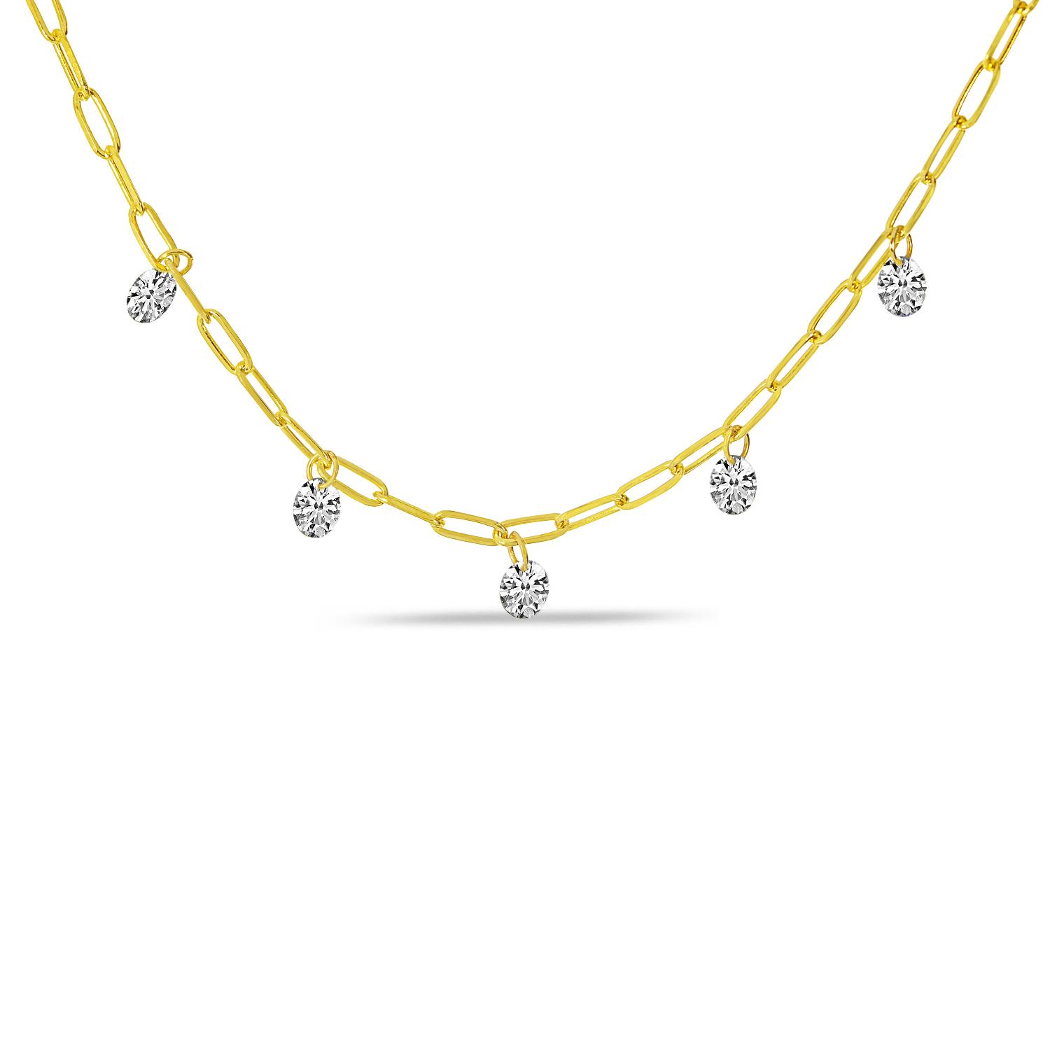 14K Yellow Gold Dashing Diamond .50 Ct  Light Weight Link Necklace