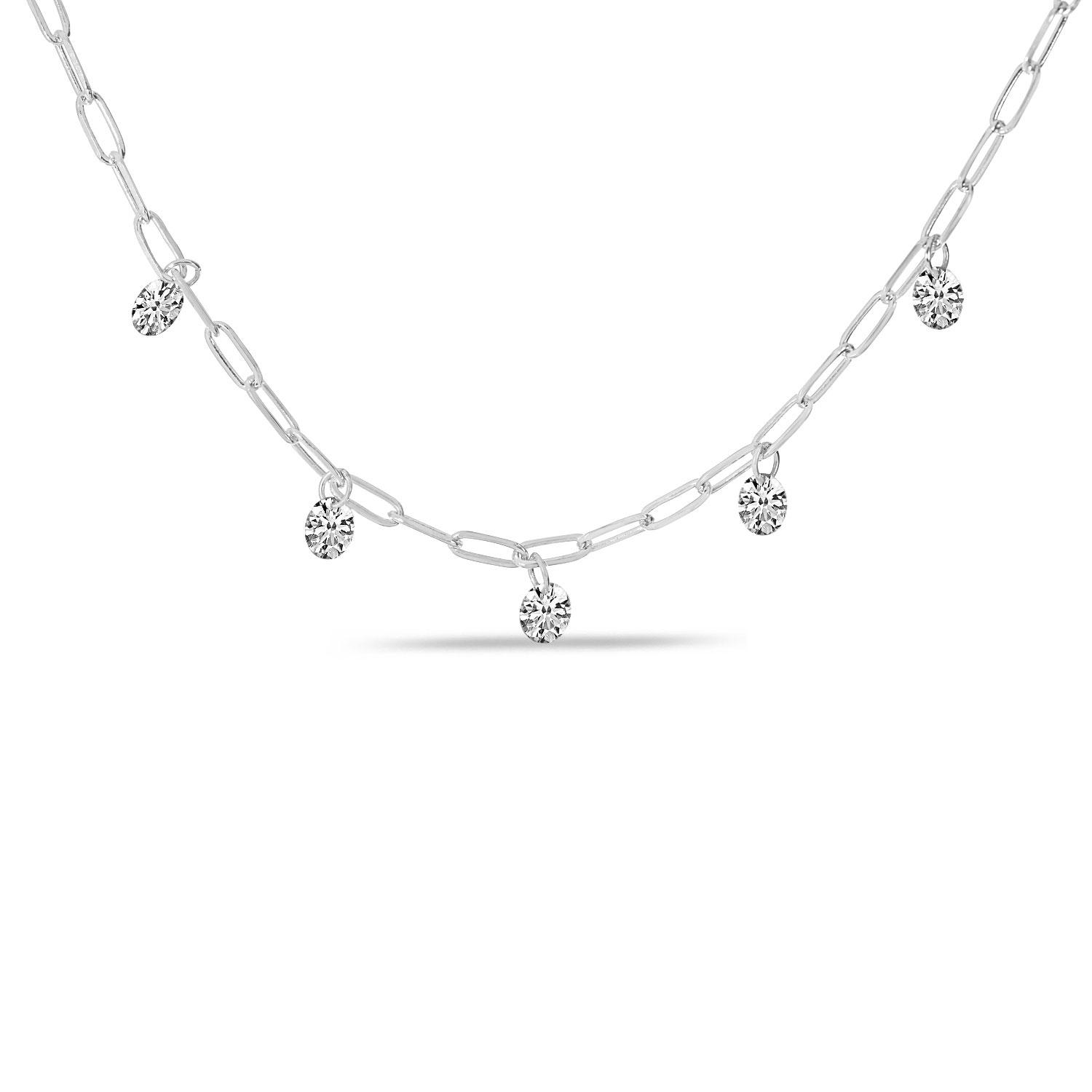 14K Yellow Gold Dashing Diamond .50 Ct  Light Weight Link Necklace