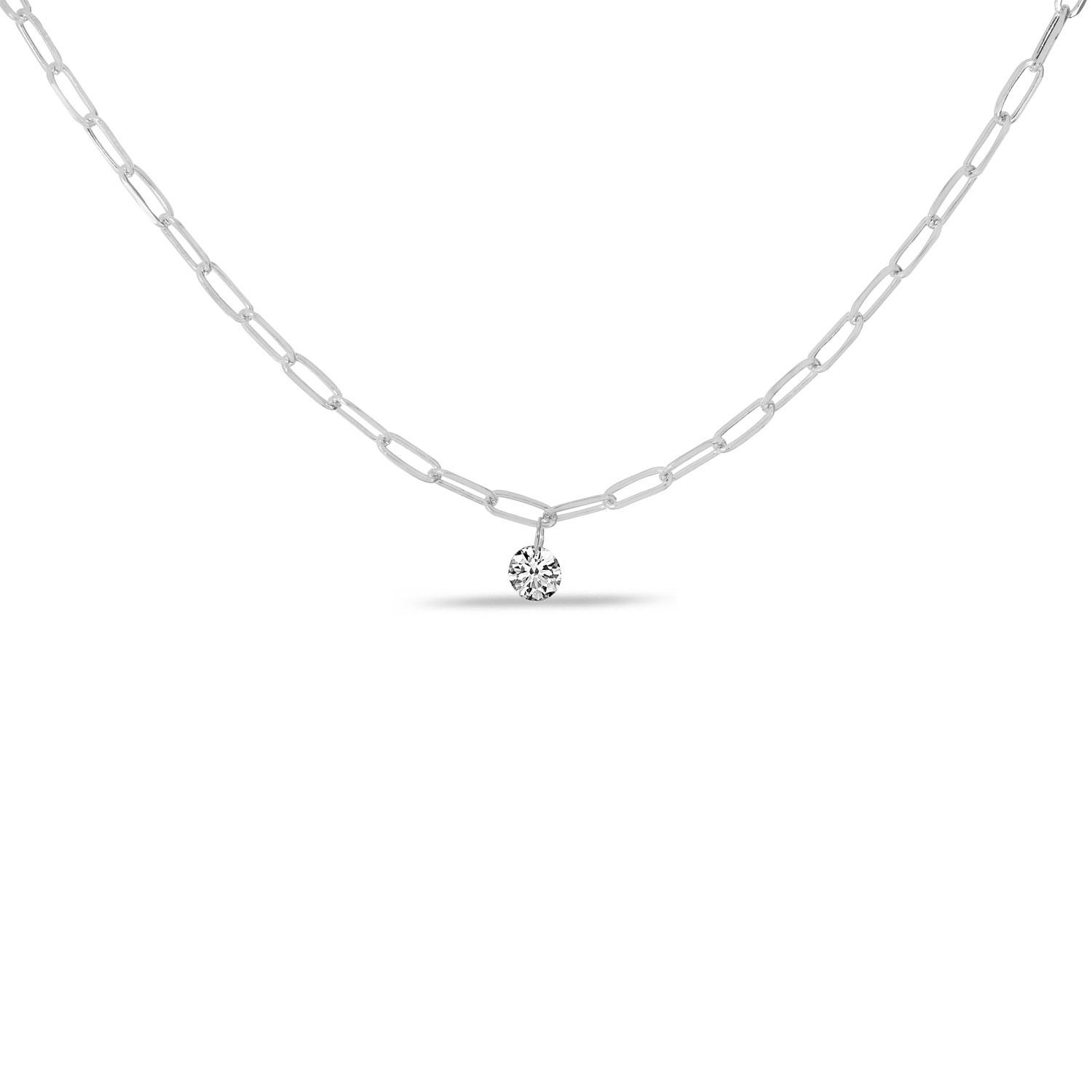 14K Yellow Gold 3 Diamond Dashing Diamond Lightweight Link Necklace