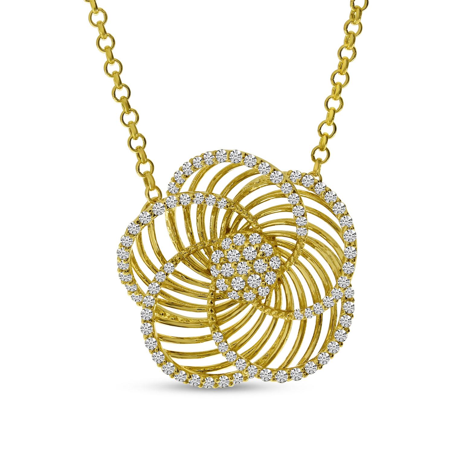 14K Yellow Gold Diamond Lightweight Floral Necklace