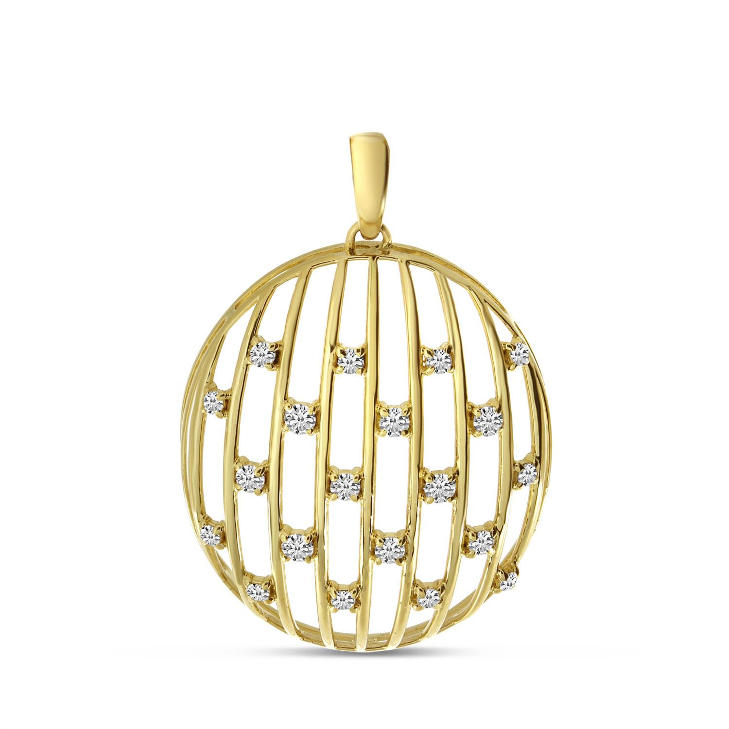 14K Yellow Gold Diamond Lightweight  Puff Pendant