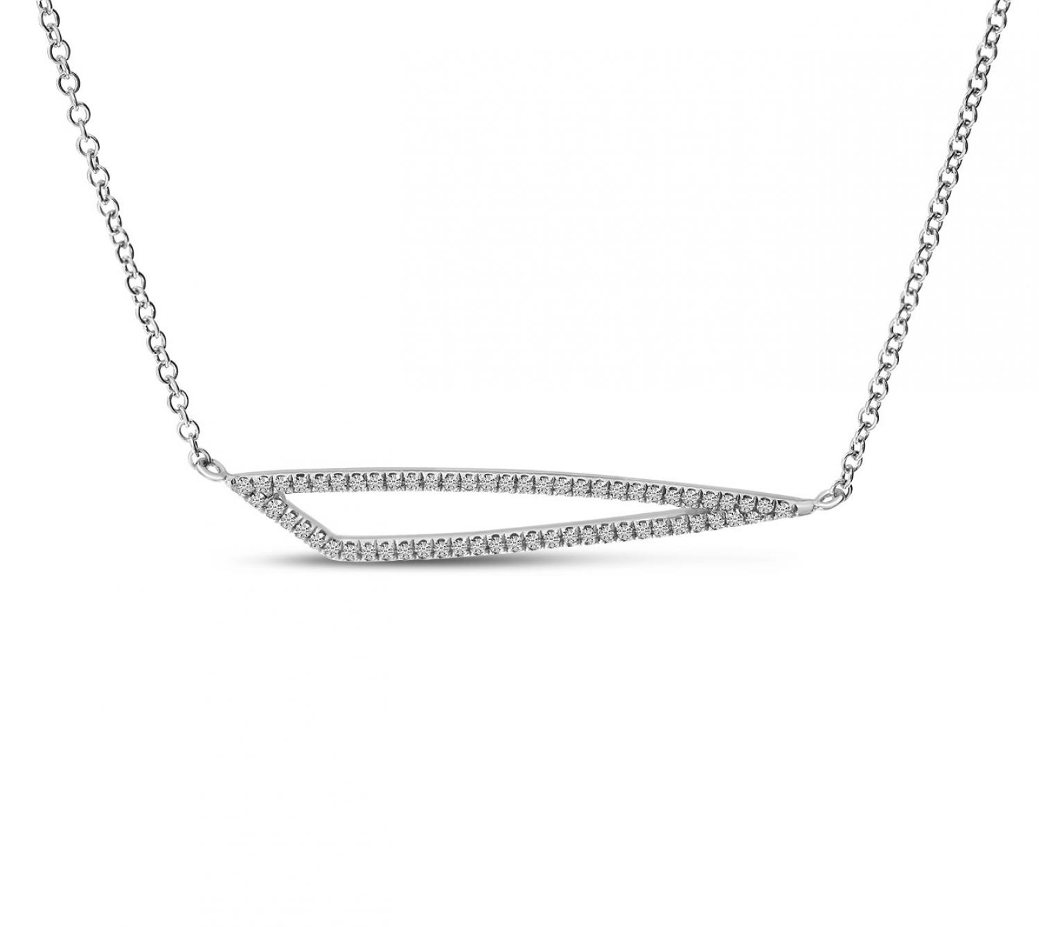 14K White Gold Diamond Geometric Necklace