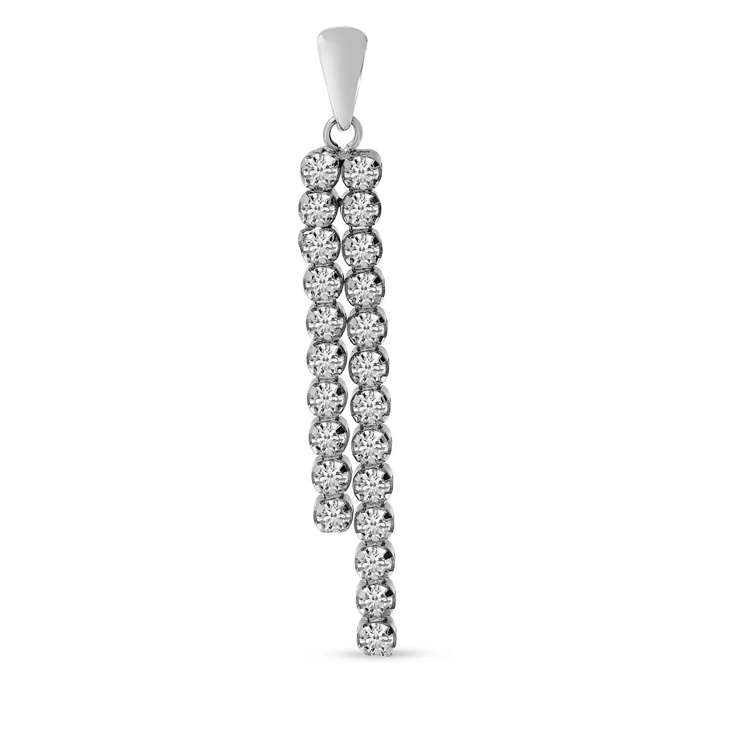 14K White Gold Diamond Cascading Waterfall Pendant
