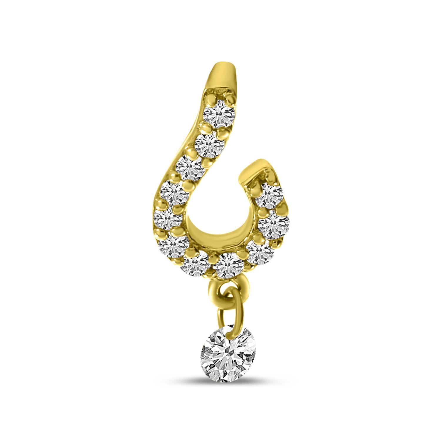 14K Yellow Gold Dashing Diamond Petite Swirl Pendant