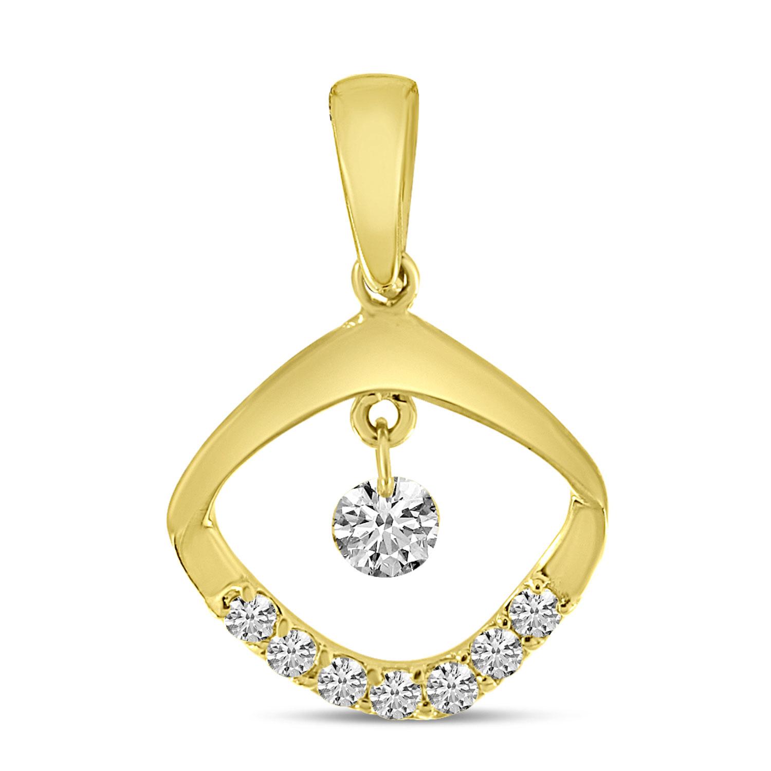 14K Yellow Gold Dashing Diamond Cushion Shape Diamond Pendant