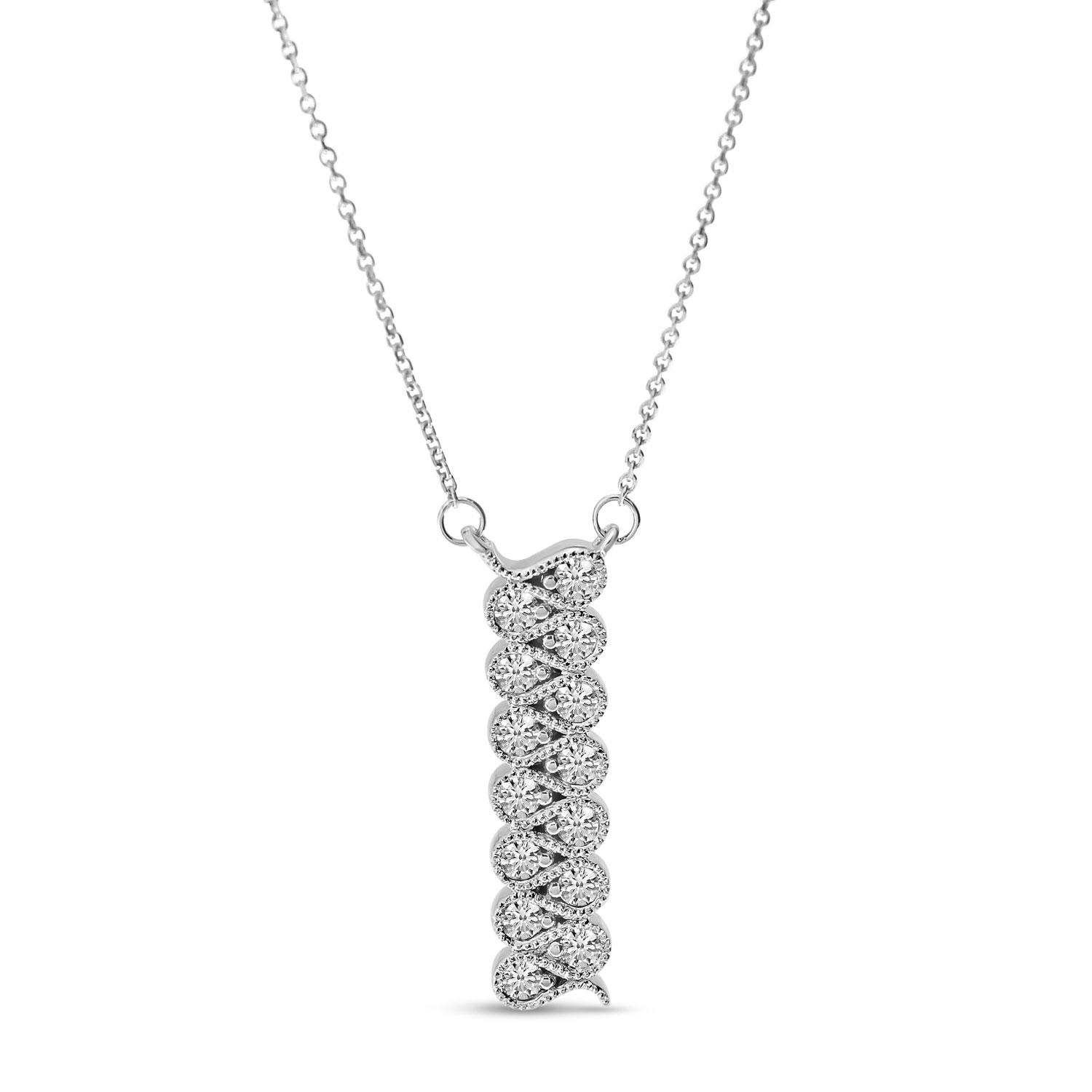14K White Gold Diamond Interweaving Necklace
