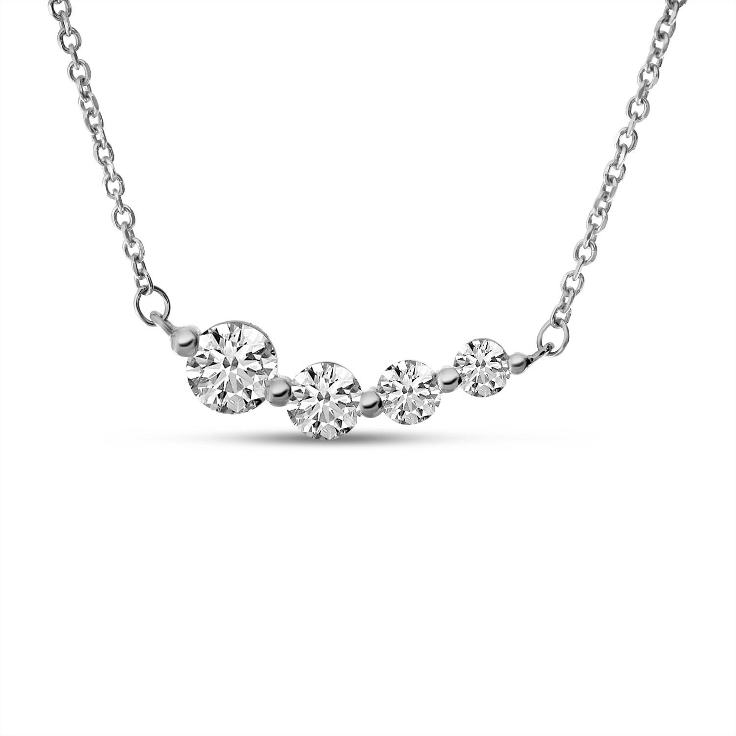 14K White Gold Graduated Diamond Necklace