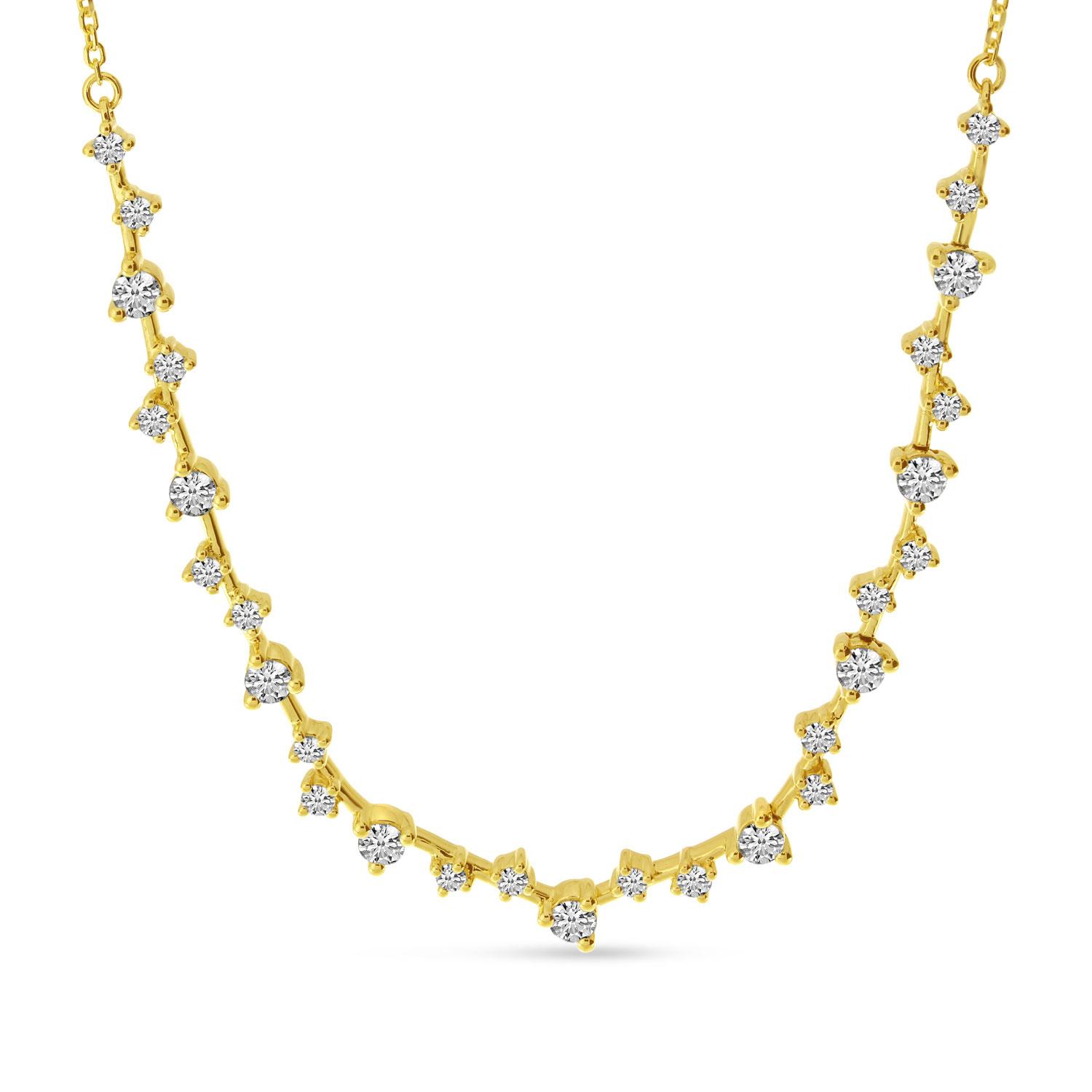 14K Yellow Gold Scattered Diamond Necklace