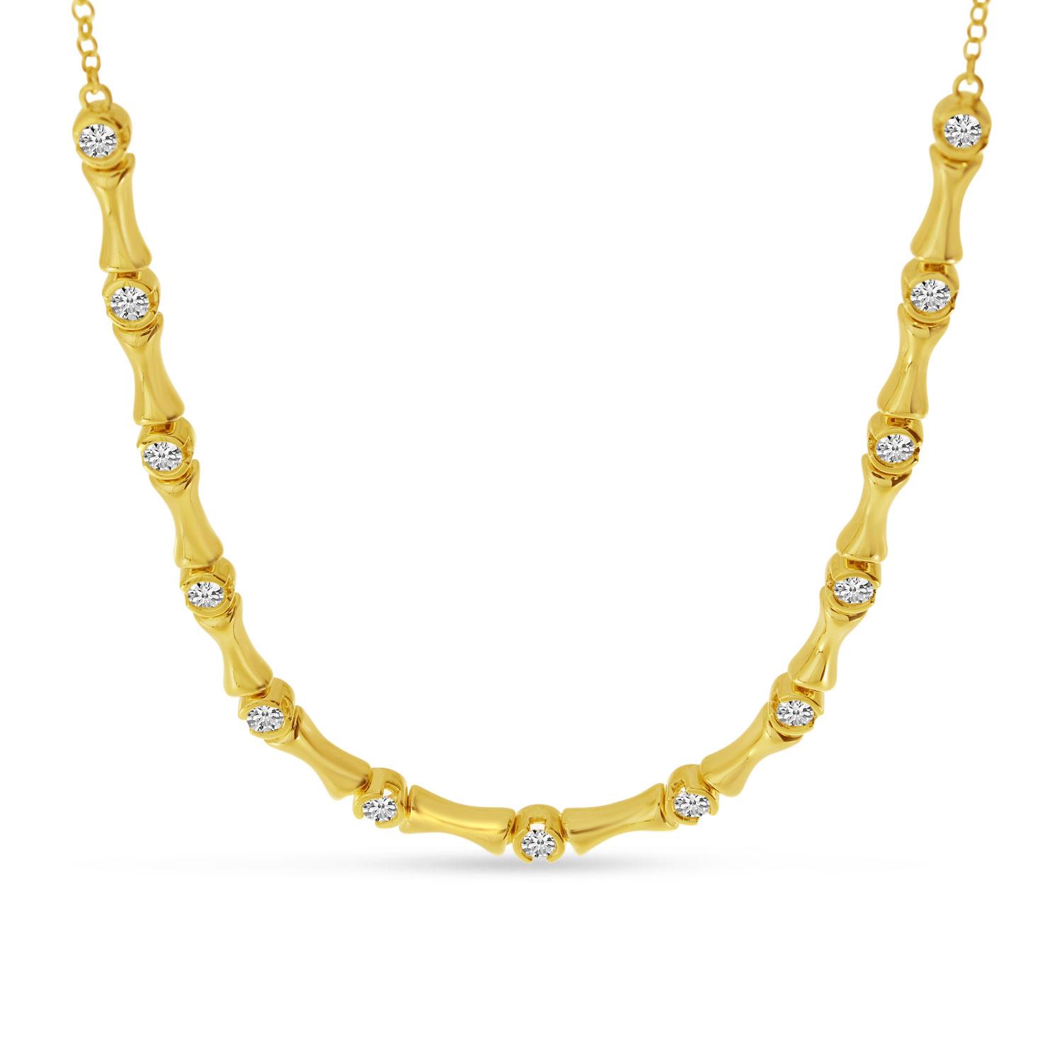 14K Yellow Gold Diamond Bar Necklace