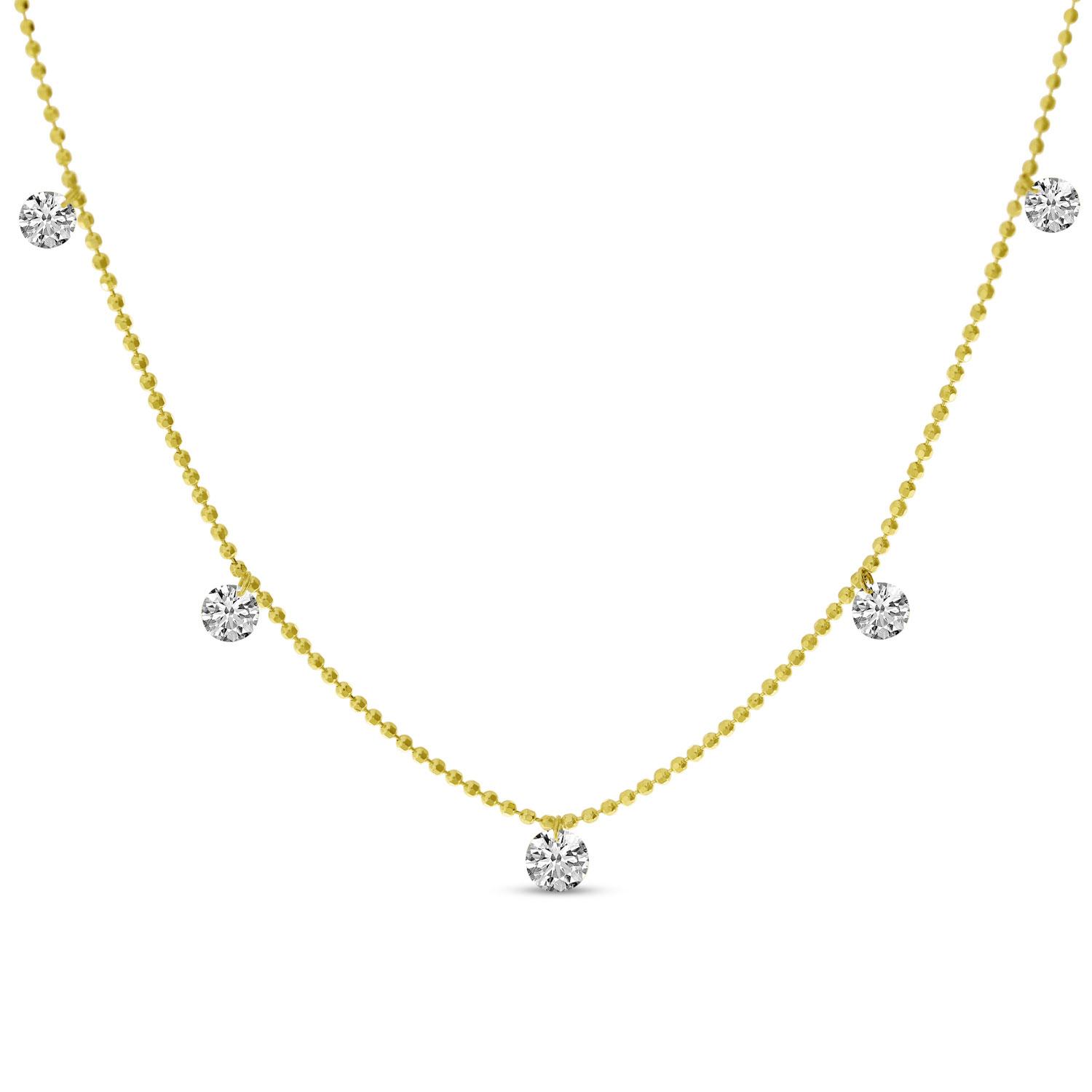 14K Yellow Gold Diamond Dashing Diamond 18 inch Necklace