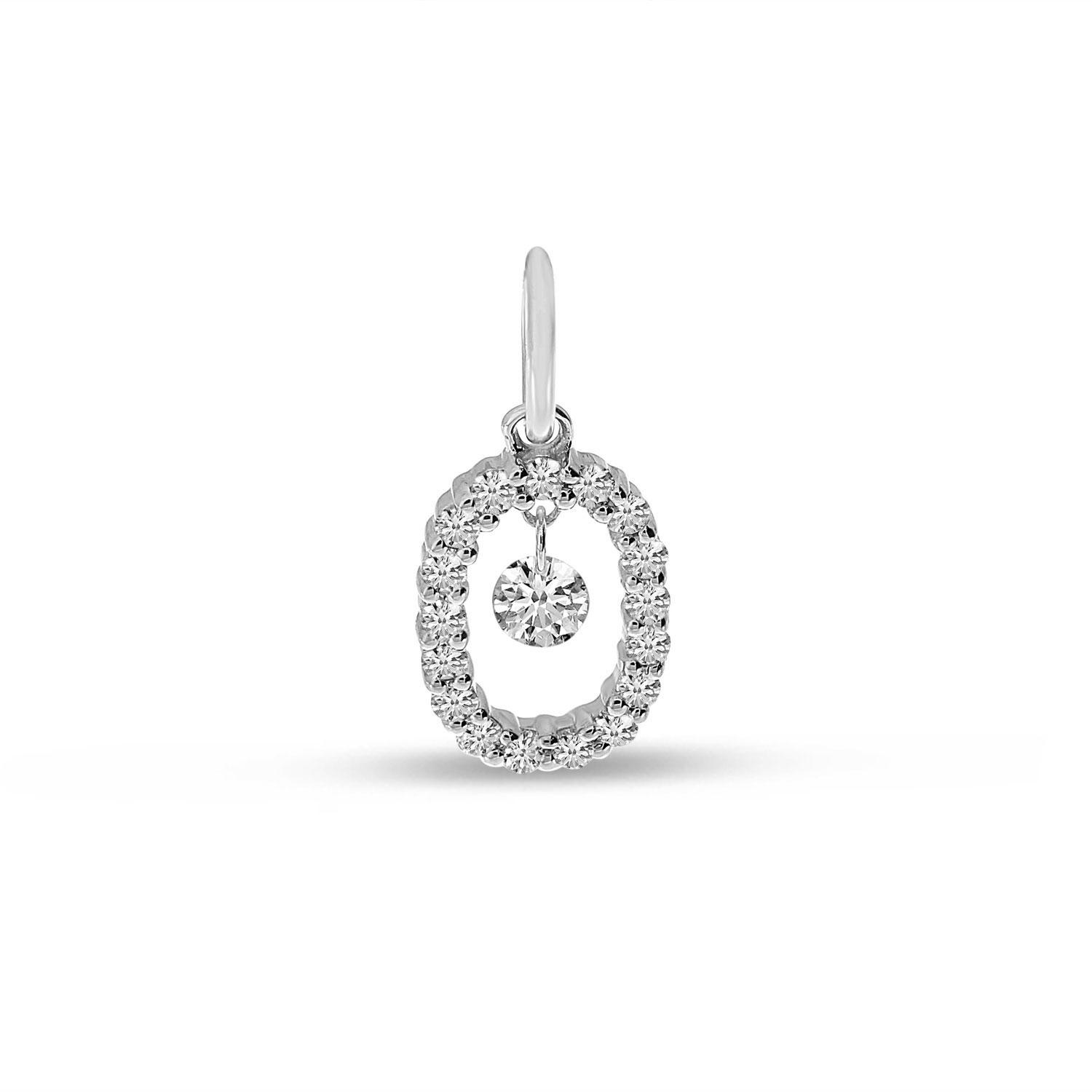 14K White Gold Dashing Diamond Oval Pendant