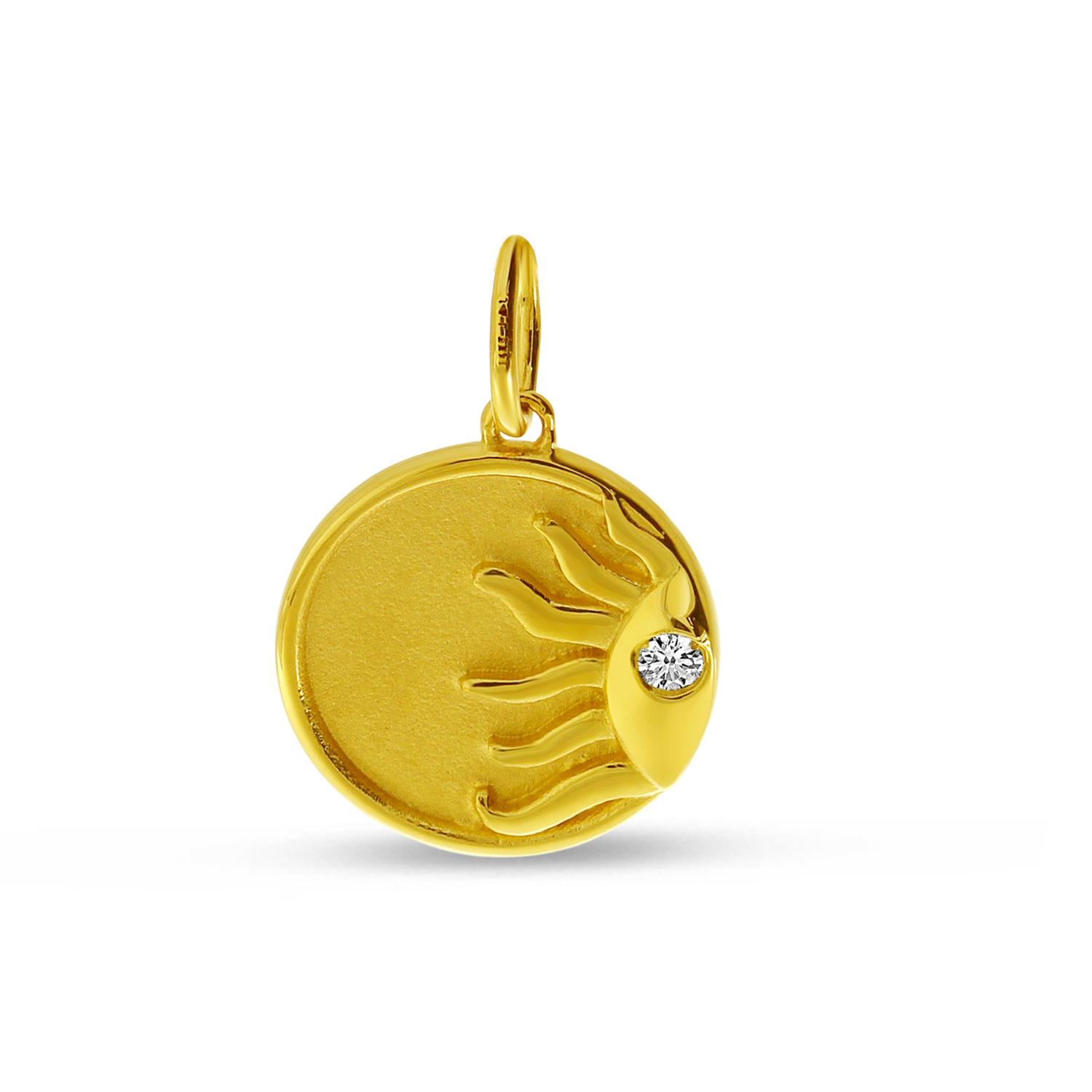 14K Yellow Gold Diamond Sunburst Pendant