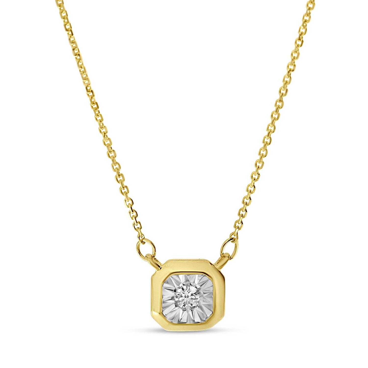 14K Yellow Gold Octagon Illusion Diamond Necklace