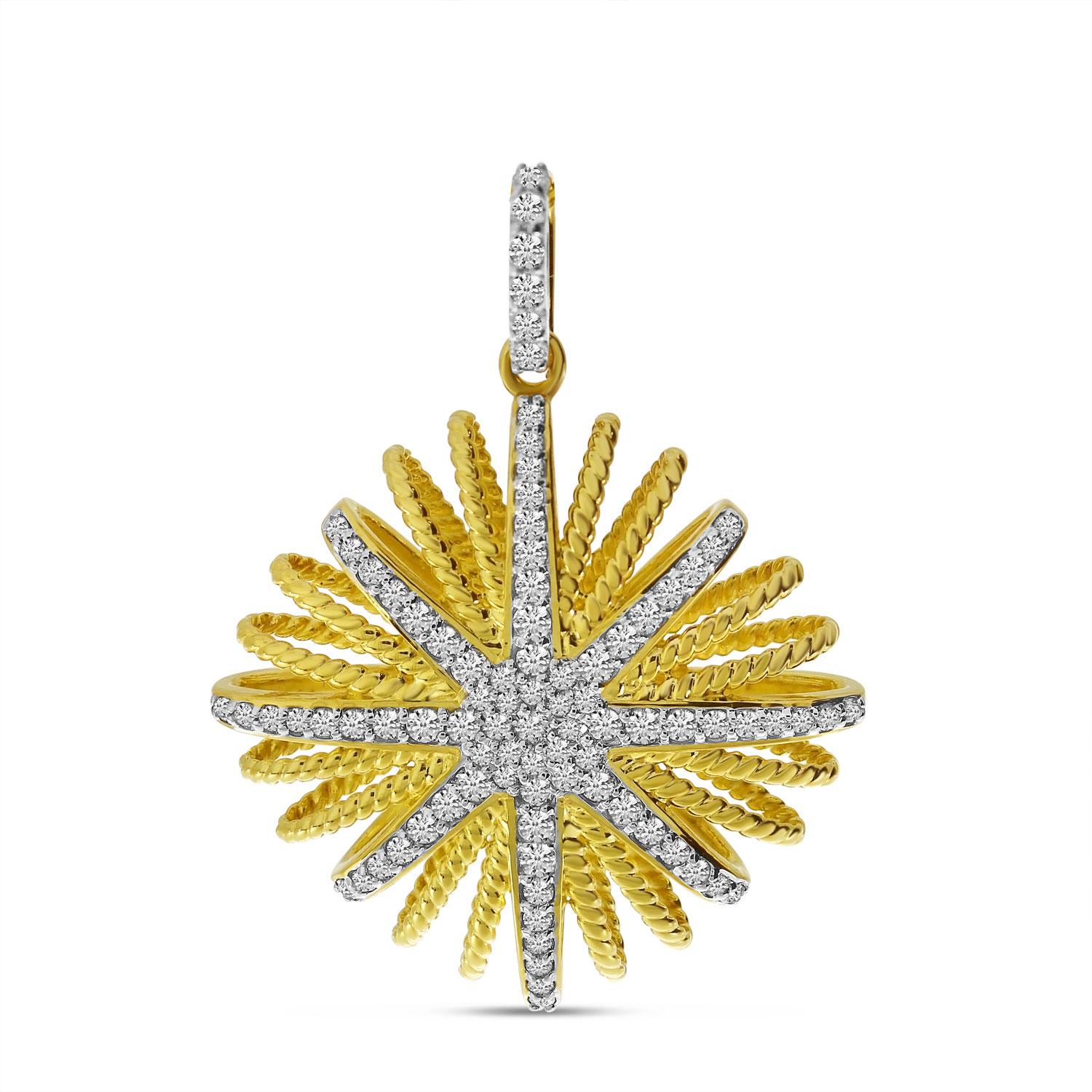 14K Yellow Gold Diamond Burst Pendant