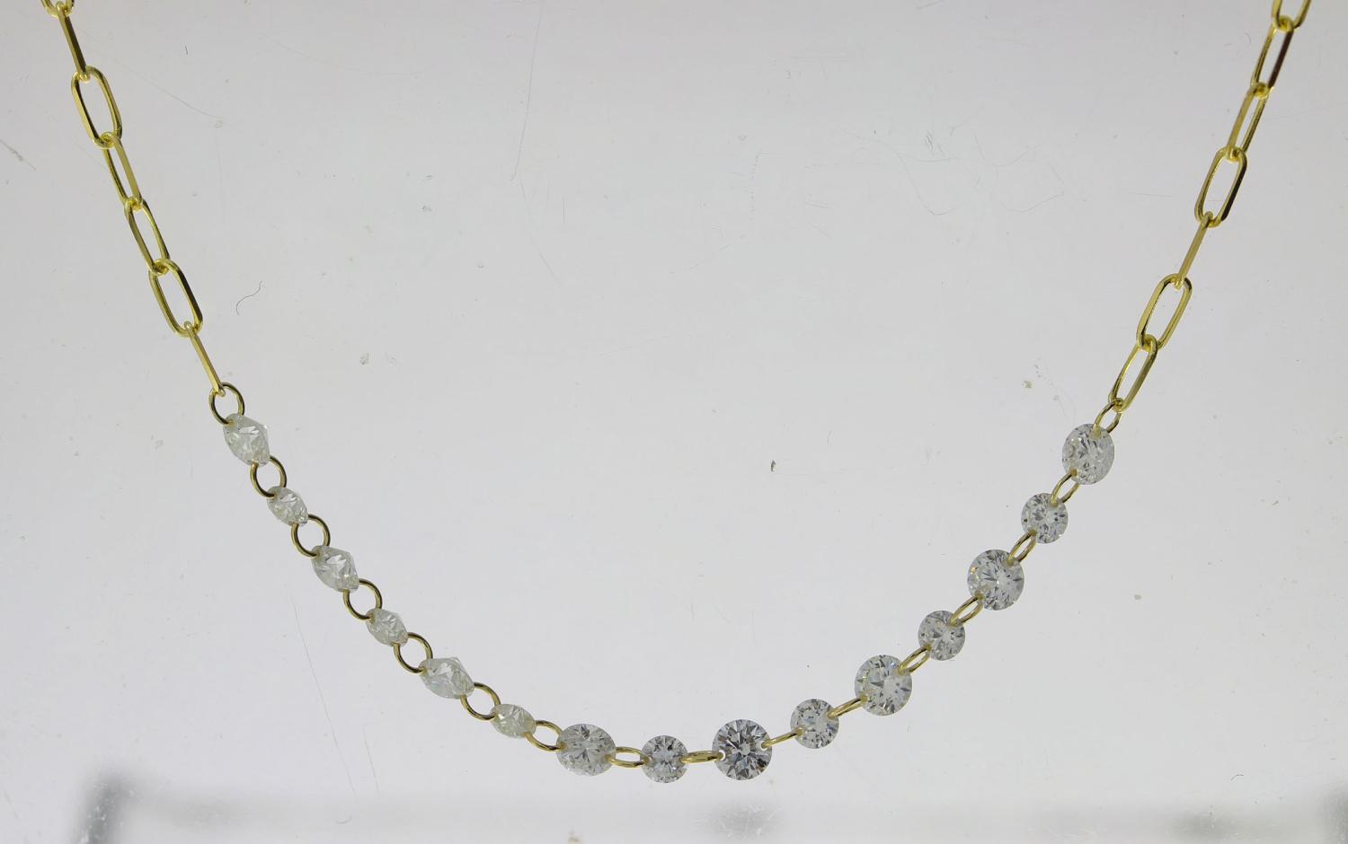 14K Yellow Gold Dashing Diamond Paperclip Bracelet