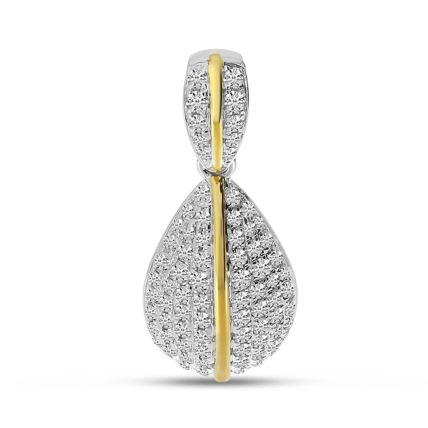 14K Two-Tone Gold Pave Diamond Pendant