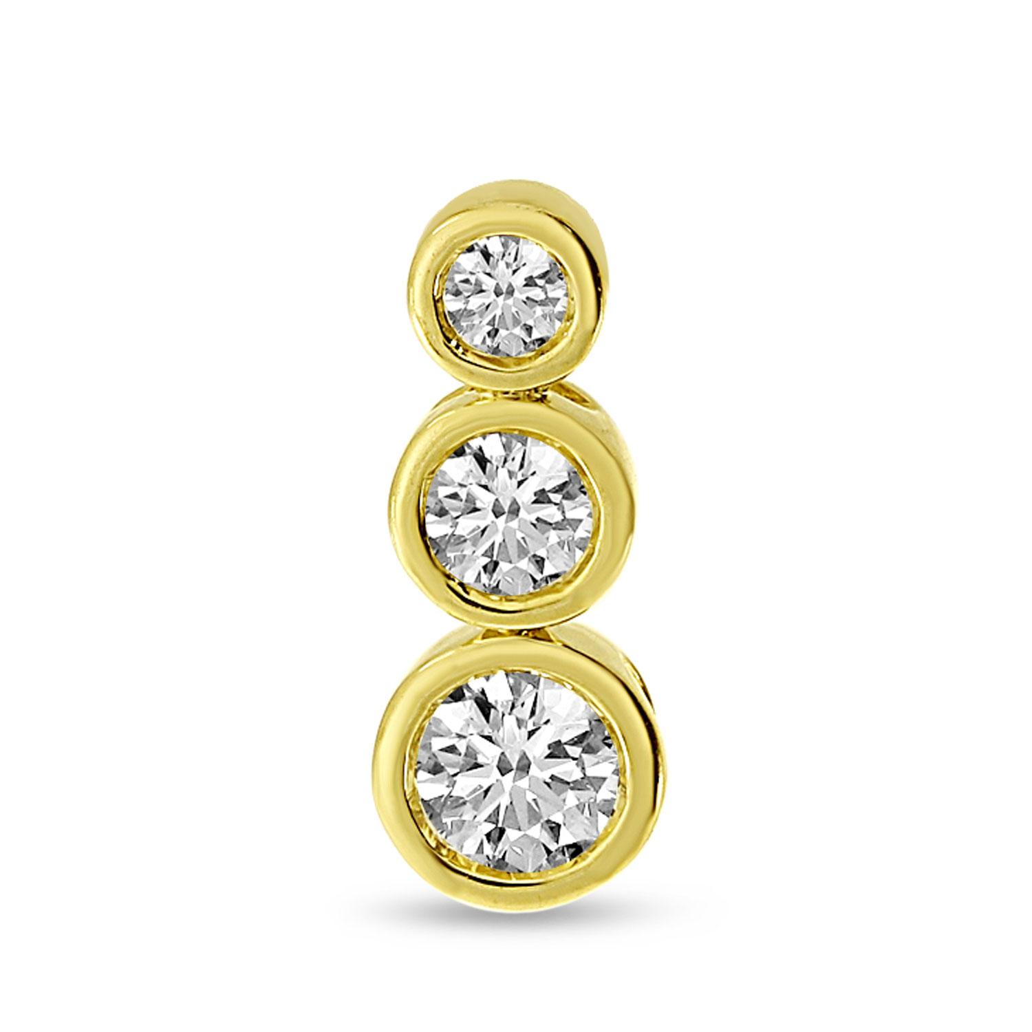 14K Yellow Gold Graduated Triple Diamond Bezel Pendant