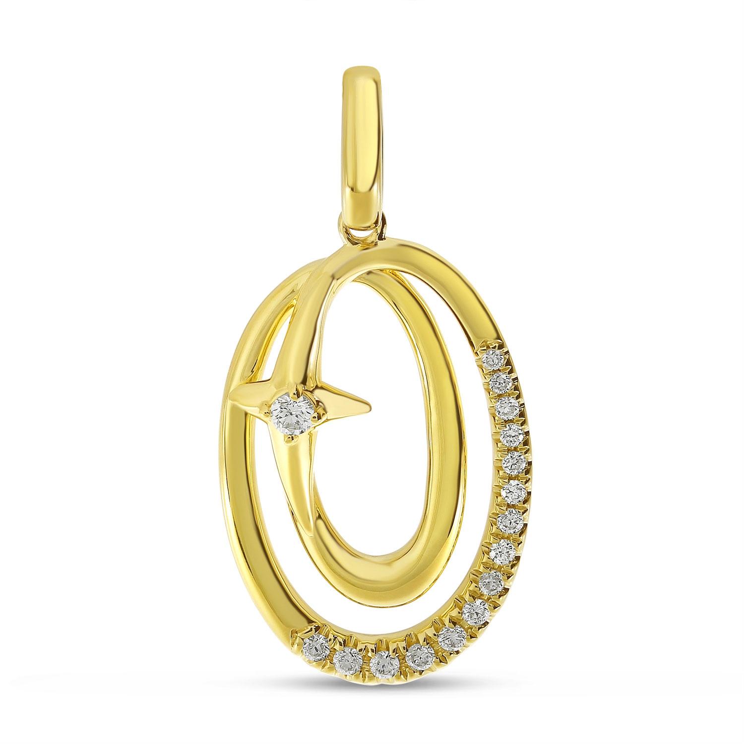 14K Yellow Gold Diamond Oval Pendant