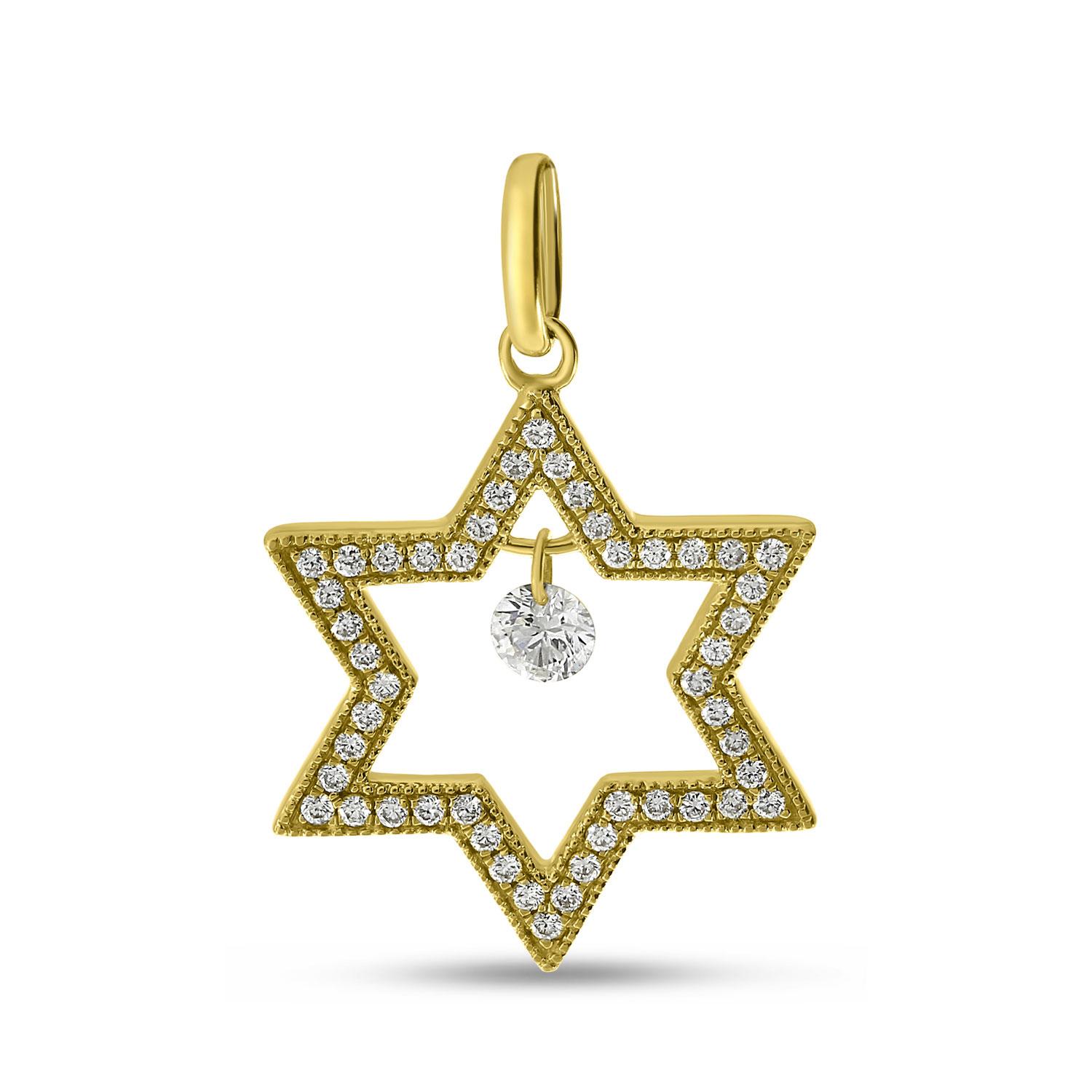 14K Yellow Gold Dashing Diamond Star Pendant
