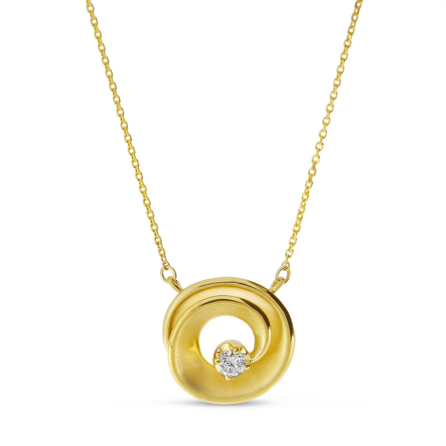 14K Yellow Gold Diamond Swirl Necklace