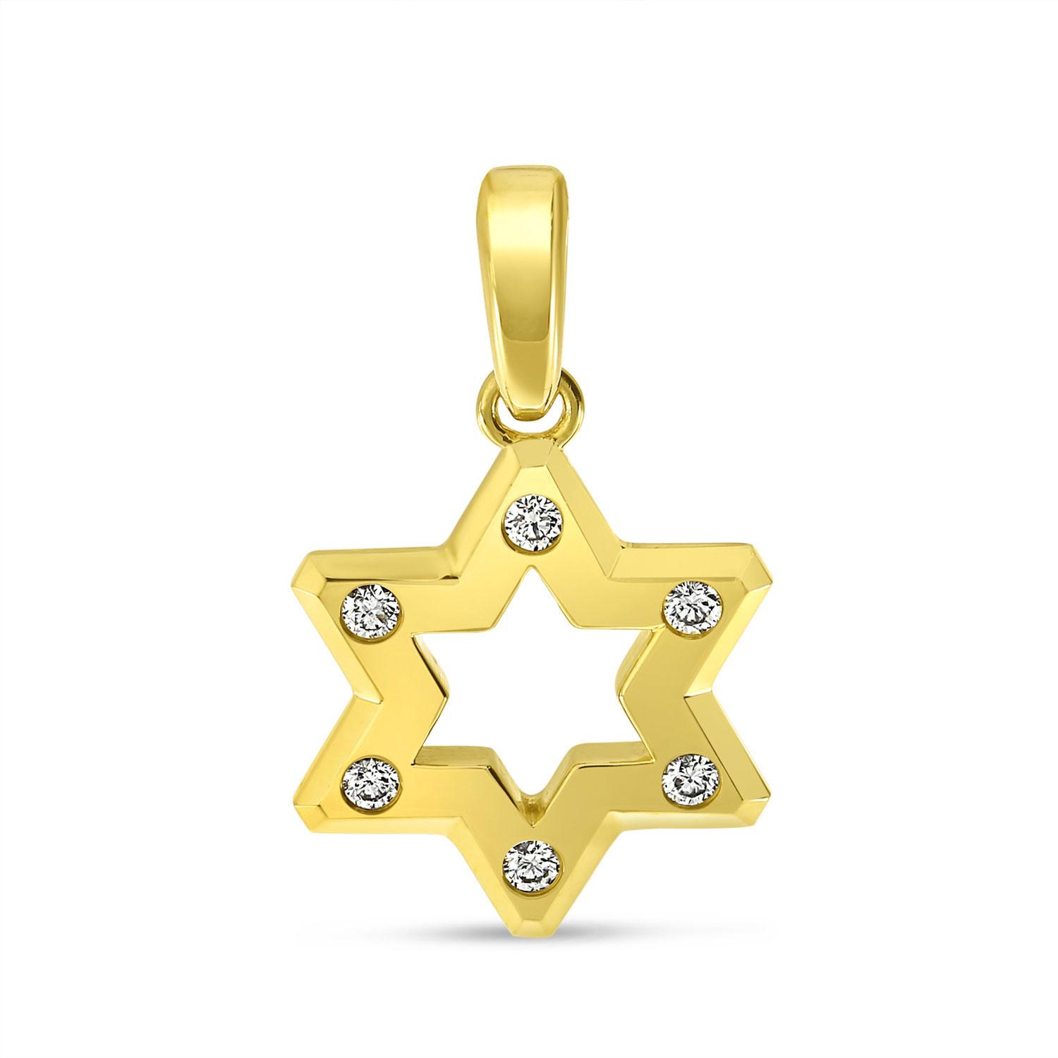 14K Yellow Gold Diamond Star Pendant
