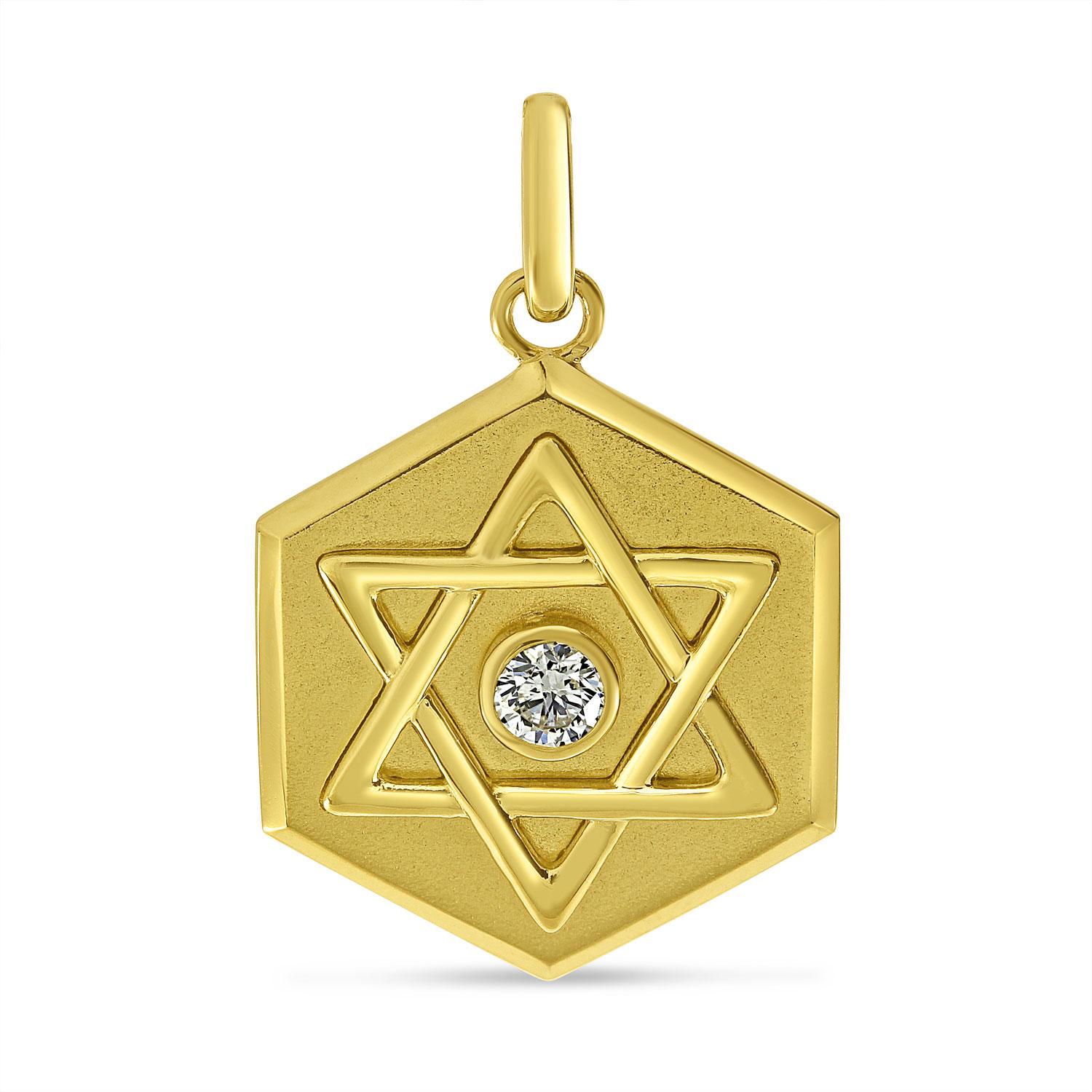 14K Yellow Gold Diamond Star Medallion