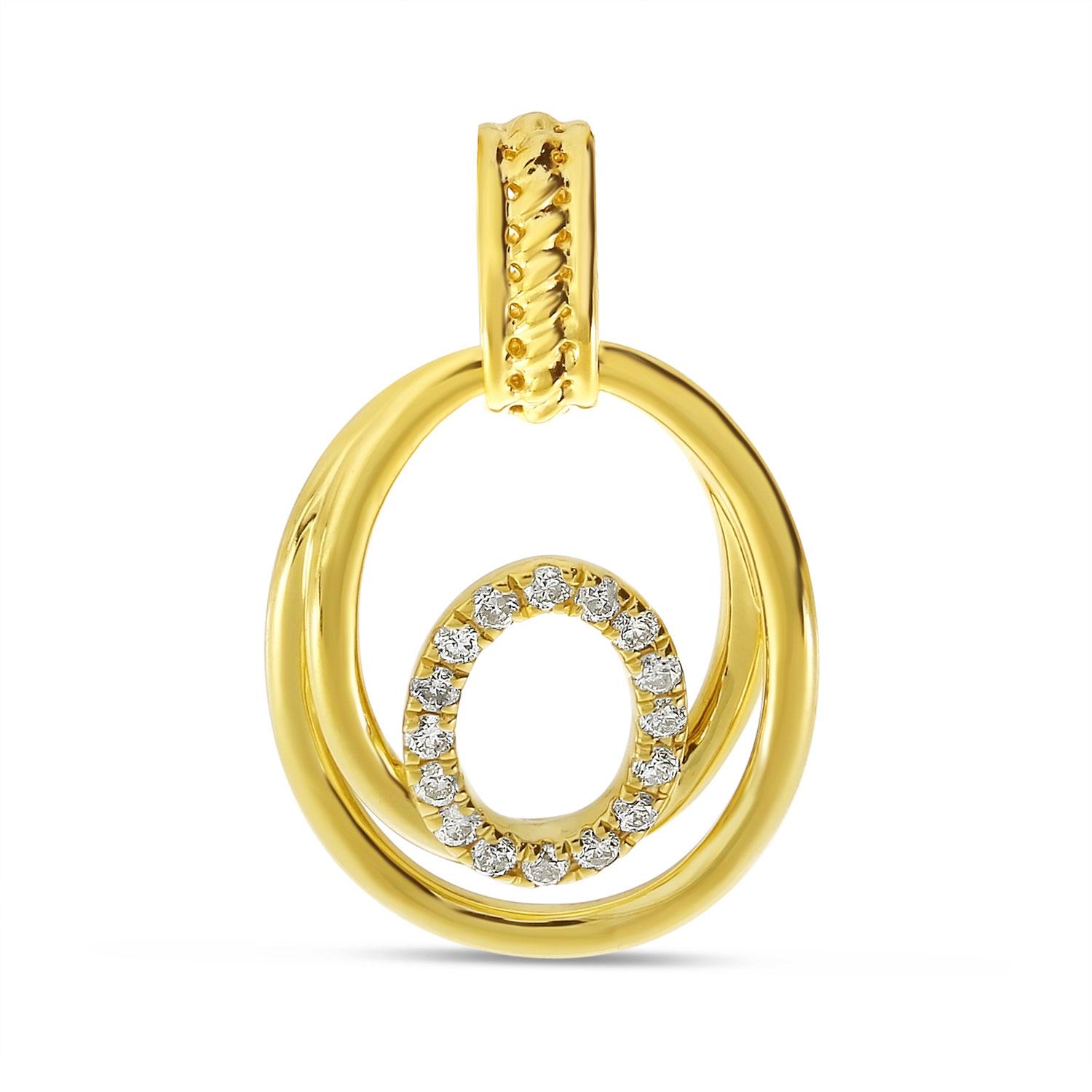 14K Yellow Gold Diamond Triple Oval Pendant