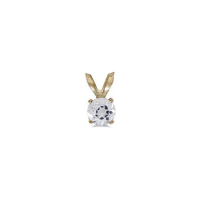 14k Yellow Gold Round White Topaz Pendant