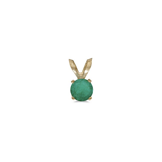 14k Yellow Gold Round Emerald Pendant