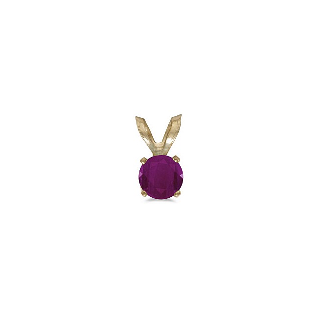 14k Yellow Gold Round Ruby Pendant