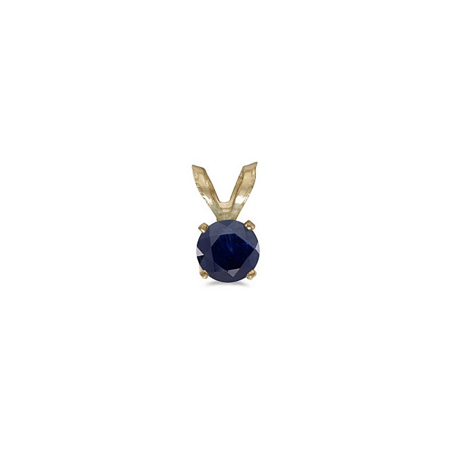 14k Yellow Gold Round Sapphire Pendant