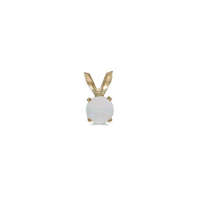 14k Yellow Gold Round Opal Pendant