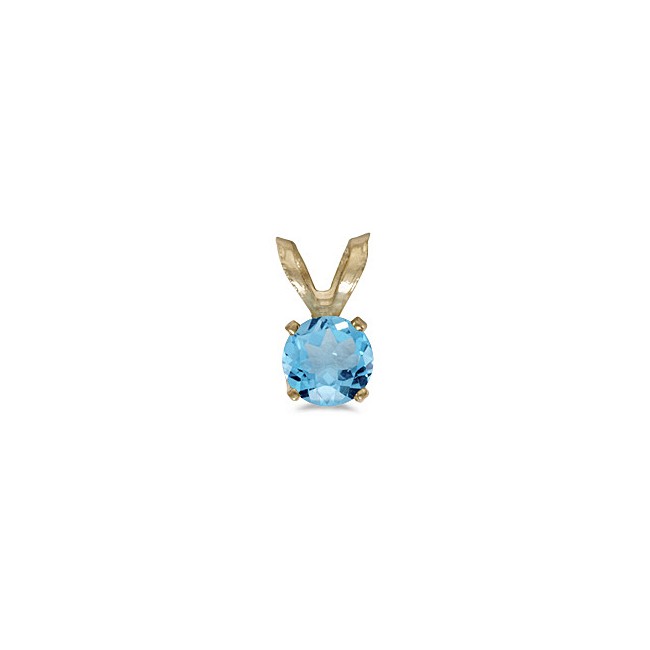 14k Yellow Gold Round Blue Topaz Pendant