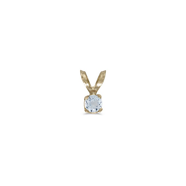 14k Yellow Gold Round Aquamarine Pendant