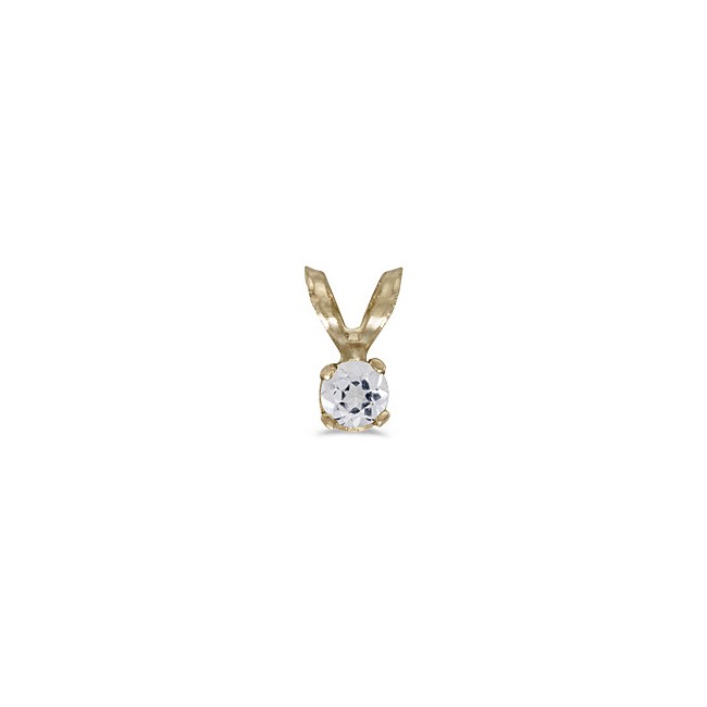 14k Yellow Gold Round White Topaz Pendant