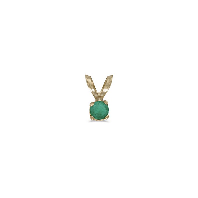 14k Yellow Gold Round Emerald Pendant