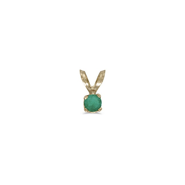 14k Yellow Gold Round Emerald Pendant