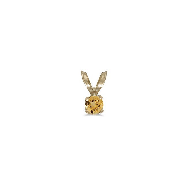 14k Yellow Gold Round Citrine Pendant