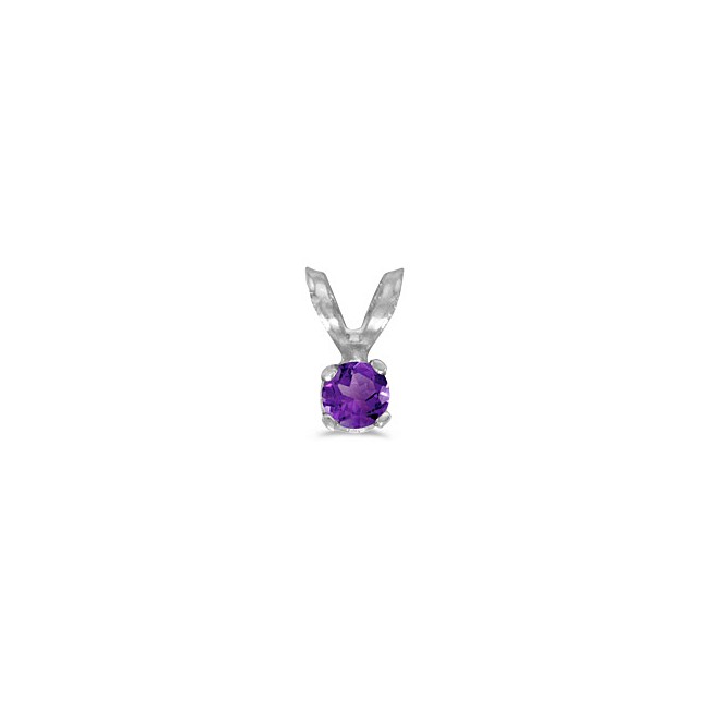 14k White Gold Round Amethyst Pendant