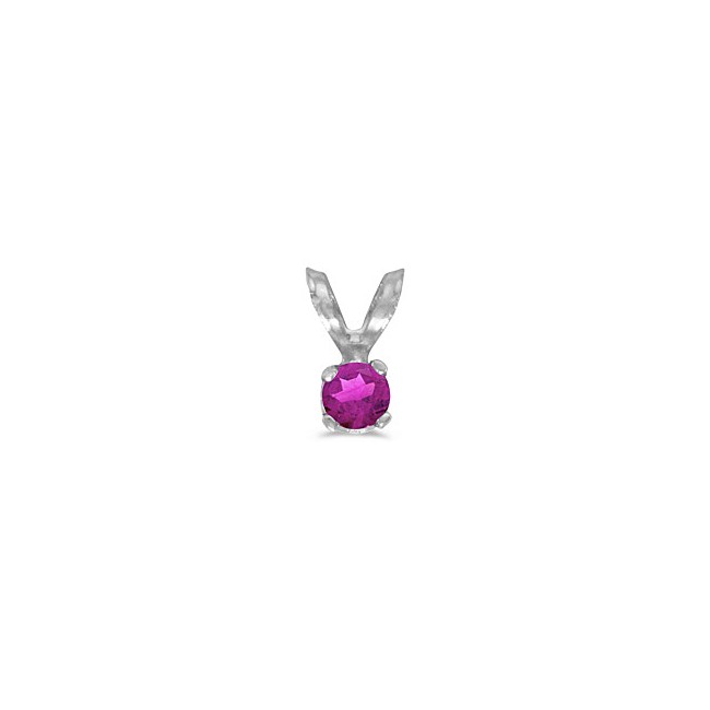 14k White Gold Round Pink Topaz Pendant